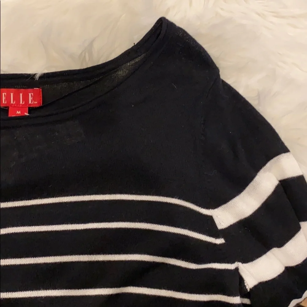 NWT Elle Lightweight Black & White Striped Sweater
